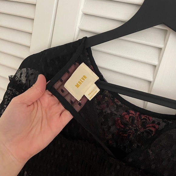 Maeve Long Sleeve Sheer Mini Dress with Slip - Picture 3 of 4